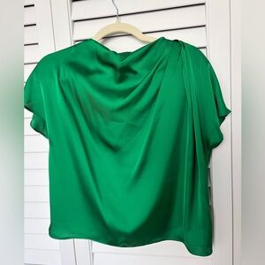 Zara Emerald Green Satin Draped Blouse-New